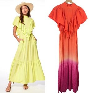NWT Young fabulous and Broke Cruz Maxi Dress in ombré sunset Size XSmall